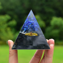 Load image into Gallery viewer, Lapis Lazuli Obsidian Tree Of Life Pyramid
