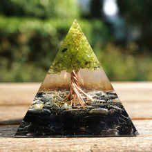 Load image into Gallery viewer, Peridot Obsidian Tree Of Life Pyramid