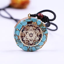 Charger l'image dans la galerie, Turquoise Metatrons Cube Necklace