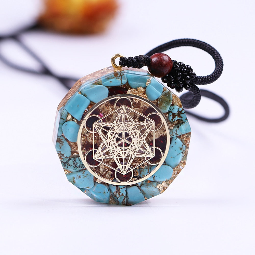 Turquoise Metatrons Cube Necklace