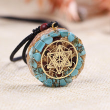 Load image into Gallery viewer, Turquoise Metatrons Cube Necklace

