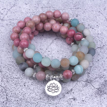 Load image into Gallery viewer, Rhodochrosite Frosted Amazonite Mala Bracelet
