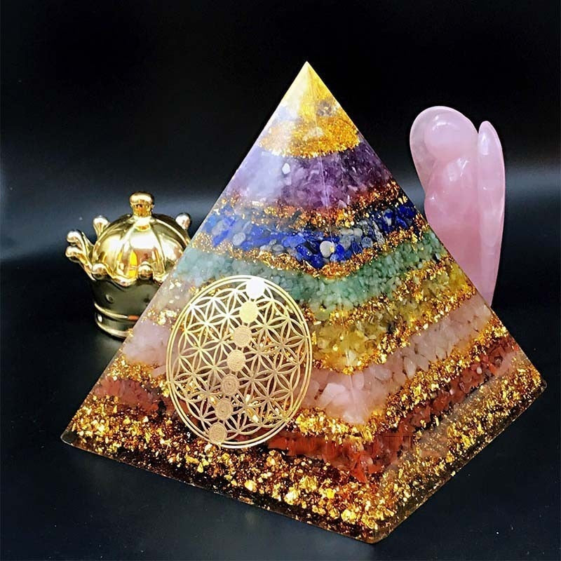 Seven Chakra Flower Of Life Pyramid