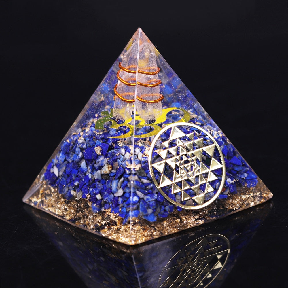 Lapis Lazuli Sri Yantra Om Pyramid