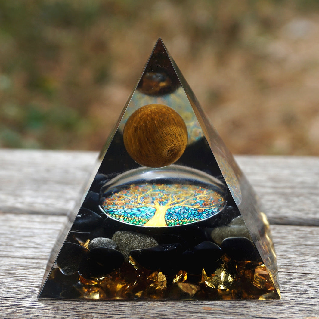 Tiger Eye Sphere Obsidian Tree Of Life Pyramid