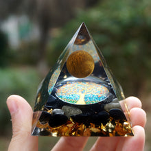 Load image into Gallery viewer, Tiger Eye Sphere Obsidian Tree Of Life Pyramid
