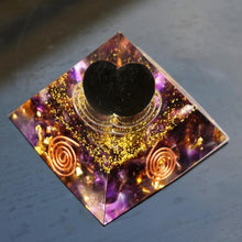 Load image into Gallery viewer, Obsidian Sphere Amethyst Pyramid
