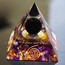 Load image into Gallery viewer, Obsidian Sphere Amethyst Pyramid
