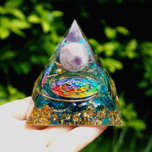 Load image into Gallery viewer, Amethyst Sphere Blue Quartz Pyramid

