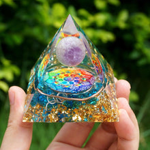 Load image into Gallery viewer, Amethyst Sphere Blue Quartz Pyramid
