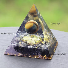 Charger l&#39;image dans la galerie, Tiger Eye Sphere Spiral Obsidian Pyramid
