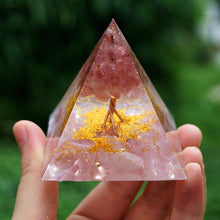 Load image into Gallery viewer, Strawberry Quartz Tree Of Life Pyramid
