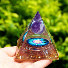 Load image into Gallery viewer, Amethyst Sphere Strawberry Quartz Pyramid
