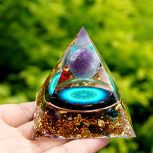 Load image into Gallery viewer, Amethyst Sphere Obsidian Pyramid
