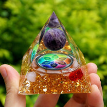 Load image into Gallery viewer, Amethyst Sphere Blue Red Quartz Chakra Pyramid
