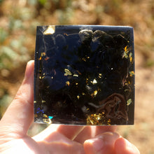 Load image into Gallery viewer, Amethyst Sphere Obsidian Metal Ring Pyramid
