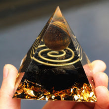 Charger l&#39;image dans la galerie, Tiger Eye Sphere Obsidian Pyramid
