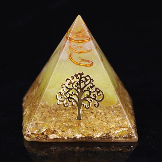 Yellow Agate Tree Of Life Pyramid