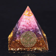Load image into Gallery viewer, Rose Quartz Amethyst Om Pyramid
