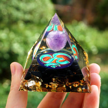 Load image into Gallery viewer, Amethyst Sphere Obsidian Om Pyramid
