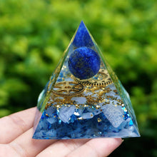 Load image into Gallery viewer, Lapis Lazuli Sphere Blue Chalcedony Gear Pyramid
