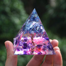 Load image into Gallery viewer, Kyanite Amethyst Tree Of Life Pyramid
