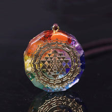 Load image into Gallery viewer, 7 Chakra Sri Yantra Orgonite Necklace
