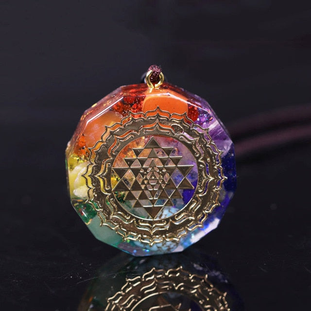 7 Chakra Sri Yantra Orgonite Necklace