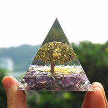 Load image into Gallery viewer, Peridot Charoite Tree Of Life Pyramid
