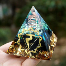 Load image into Gallery viewer, Clear Quartz Obsidian Pyramid
