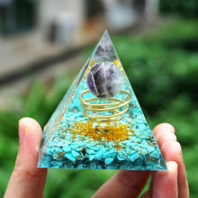 Charger l&#39;image dans la galerie, Amethyst Sphere Turquoise Brass Pyramid
