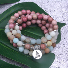 Load image into Gallery viewer, Rhodochrosite Frosted Amazonite Mala Bracelet

