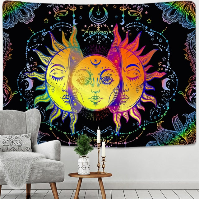 Colorful Sun Moon Tapestry