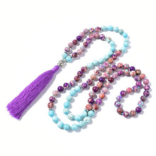 Load image into Gallery viewer, Purple Jasper Turquoise Mala Bracelet
