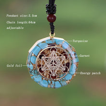 Load image into Gallery viewer, Turquoise Metatrons Cube Necklace
