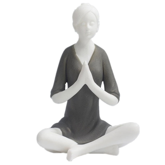 White Ceramic Yoga Girl Figurines